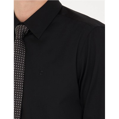 Black Slim Fit Basic рубашка с длинным рукавом
