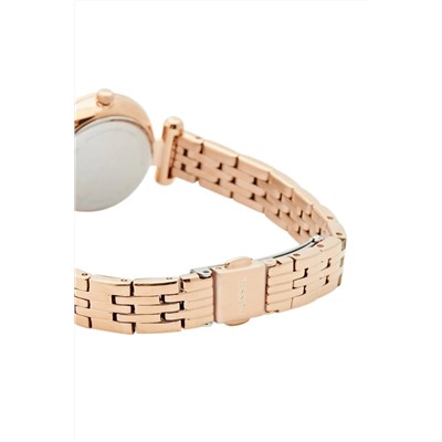 Reloj de cuarzo de acero Tillie Mini - Rosa dorado y blanco