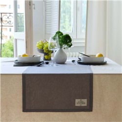 Дорожка на стол Этель ECO, серая, 40×136/+-6 см, 70% хлопок, 30% лён, 190 г/м²