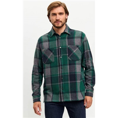 Рубашка фланель F321-0470-1 d.blue-green