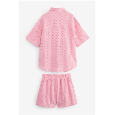 Textured Shirt And Shorts Set (3-16yrs)