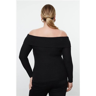 Black Foam Knitting Блузя большого размера TBBAW25AF00030