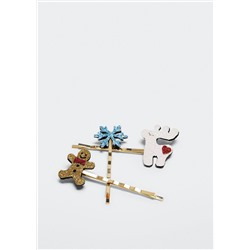Pack 3 pasadores navideños -  Niña | MANGO OUTLET España