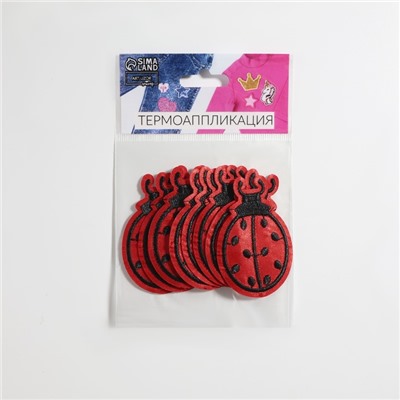 Термоаппликация «Божья коровка», 5.7×3.5 см, фасовка 10 шт., красная