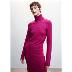 Vestido punto cuello vuelto -  Mujer | MANGO OUTLET España