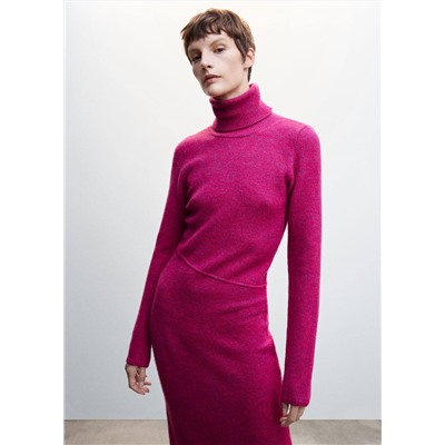 Vestido punto cuello vuelto -  Mujer | MANGO OUTLET España