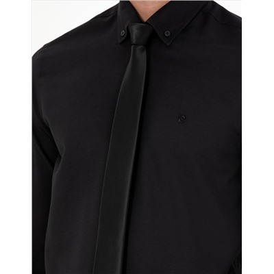 Black Slim Fit рубашка с длинным рукавом