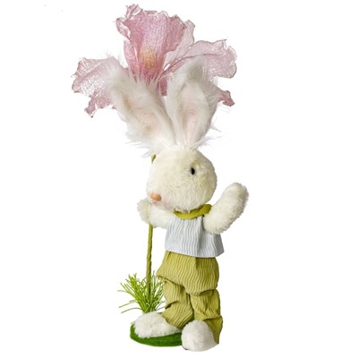 Фигурка декоративная "Заяц с цветком", L14,5 W13 H39 см