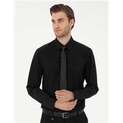 Black Slim Fit Basic рубашка с длинным рукавом