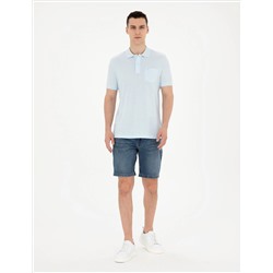 Blue Slim Fit Jean Shorts