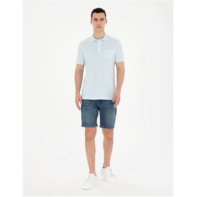 Blue Slim Fit Jean Shorts