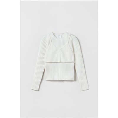 RIBBED KNIT SWEATER WITH TOP