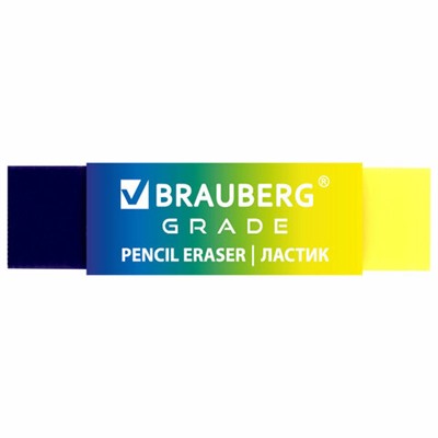 Ластик полупрозрачный BRAUBERG "Grade", 60x15x10 мм, картонный держатель, цвет ассорти, 271997