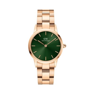 Reloj de cuarzo de acero Iconic Link - 28 mm - Rosa dorado y verde