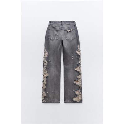 JEANS TRF WIDE LEG ROTOS TIRO MEDIO