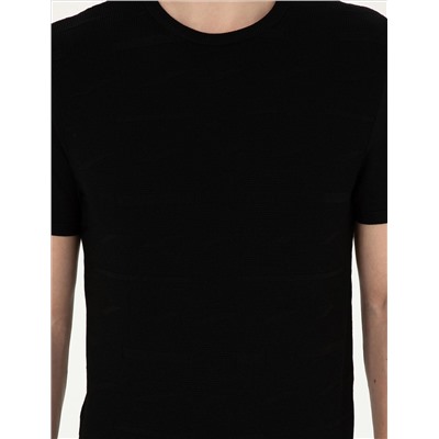 Black Slim Fit Bike Yaka Triko T -For