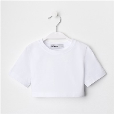 Футболка детская укороченная KAFTAN "Basic line", р. 34 (122-128 см), белый