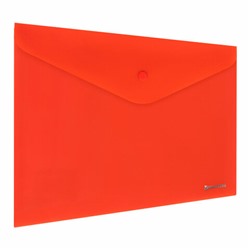 Папка-конверт с кнопкой BRAUBERG "SUPER", А4, матовая непрозрачная, красная, ПРОЧНАЯ 0,2 мм, 272878