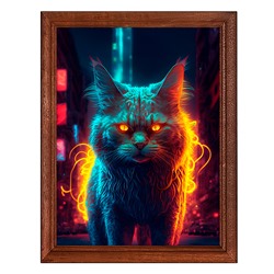 POSV-0383 Постер в рамке 17x23см Киберпанк кот
