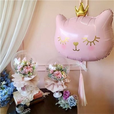 Воздушные шары фольгированные 32" «Кошечка-королева розовая»
