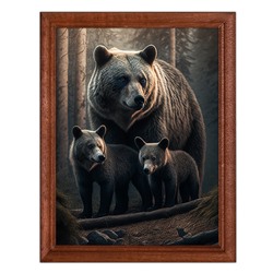 POSV-0312 Постер в рамке 17x23см Медведь и медвежата