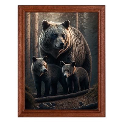 POSV-0312 Постер в рамке 17x23см Медведь и медвежата