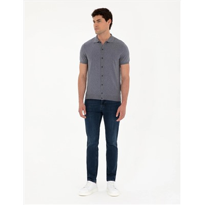 Темная кнопка Slim Fit с полным кнопкой с воротником поло