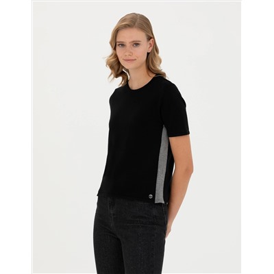 Black Slim Fit Bike Yaka T -For