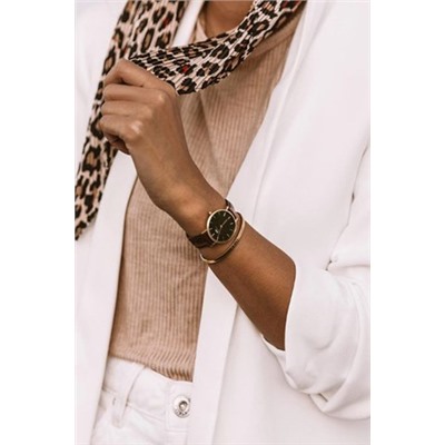 Reloj de cuarzo de piel Petite Bristol - Marrón y rosa dorado