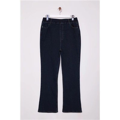 Темно -синяя высокая комфортная талия испанская вспышка PACA Flare Jeans TBBAW25CJ00031
