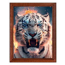 POSV-0359 Постер в рамке 17x23см Рык белого тигра