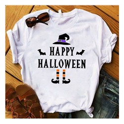 Футболка женская "Happy halloween" ножки шляпа