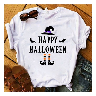 Футболка женская "Happy halloween" ножки шляпа