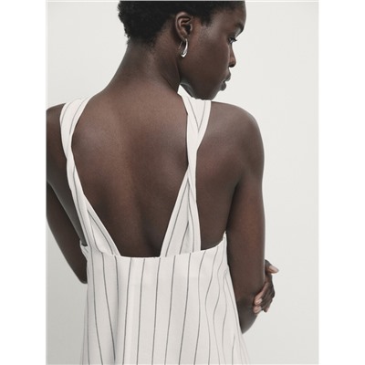 Striped halterneck midi dress