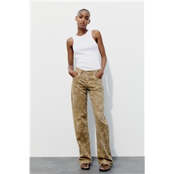 JEANS TRF WIDE LEG TIRO MEDIO ESTAMPADO ANIMAL