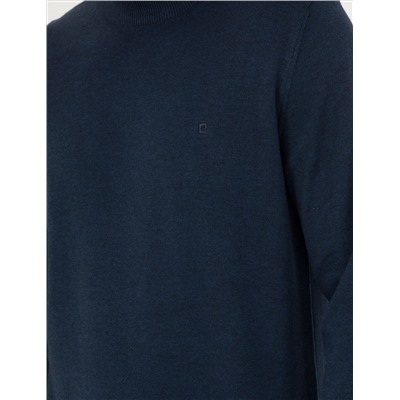 Navy Blue Melanj Slim Fit Half Fisherman воротник Основной вязаный свитер