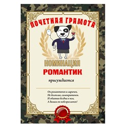 Почетная грамота "Романтик"