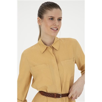 Женщина шафрановое поло Yaka Woven Dress Woven Dress Surprise Discount в корзине