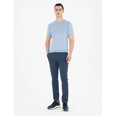 Blue Slim Fit Bike Yaka Triko T -For