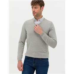 Светло -серый melanj slim fit v yaka basic ri -ware kazakh
