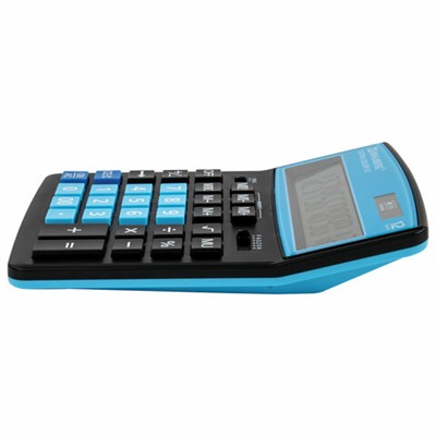 Калькулятор настольный BRAUBERG EXTRA COLOR-12-BKBU (206x155 мм), 12 разрядов, двойное питание, ЧЕРНО-ГОЛУБОЙ, 250476