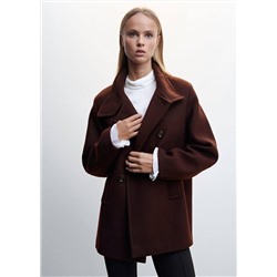 Abrigo lana cuello chimenea -  Mujer | MANGO OUTLET España