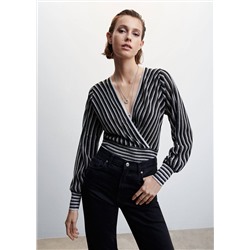 Jersey rayas escote cruzado -  Mujer | MANGO OUTLET España