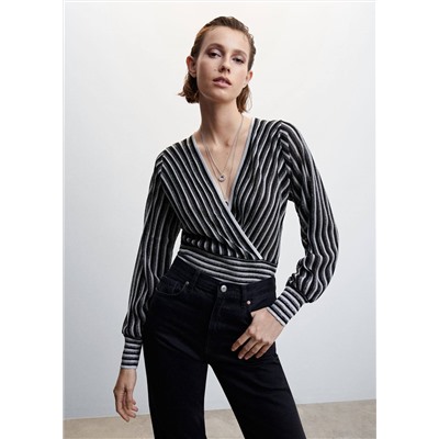 Jersey rayas escote cruzado -  Mujer | MANGO OUTLET España