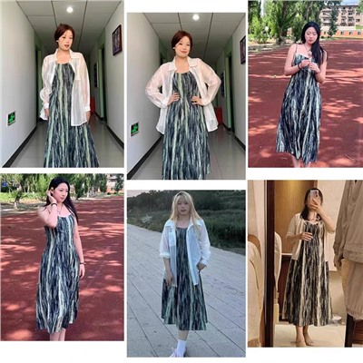 Симпатичный сарафан на тонких бретелях для девушек Plus Size
