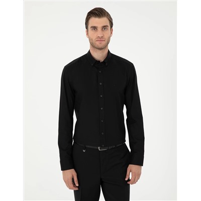 Black Slim Fit рубашка с длинным рукавом