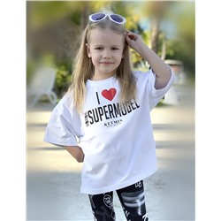 Футболка для девочки KETMIN #SUPERMODEL цв.Белый