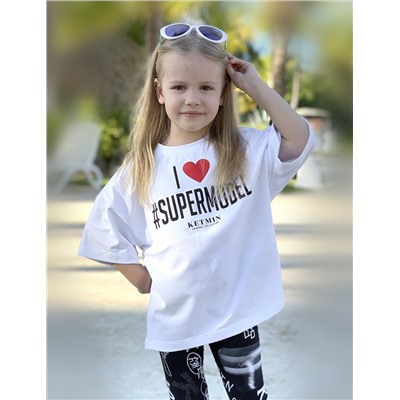 Футболка для девочки KETMIN #SUPERMODEL цв.Белый