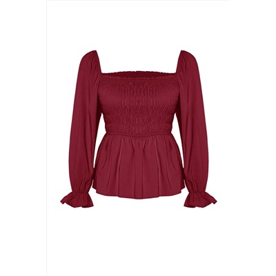 Bordeaux Giped Woven Blare Size Blouse TBBSS23AF00035