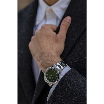 Reloj de cuarzo de acero Iconic Link Emerald - Plateado y verde